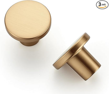 Ravinte 3 Pack Cabinet Knobs Champagne Bronze Kitchen Cabinet Knobs Round Dresser Drawer Knobs Drawer Pulls Closet Door Knobs 1-1/5 Inch
