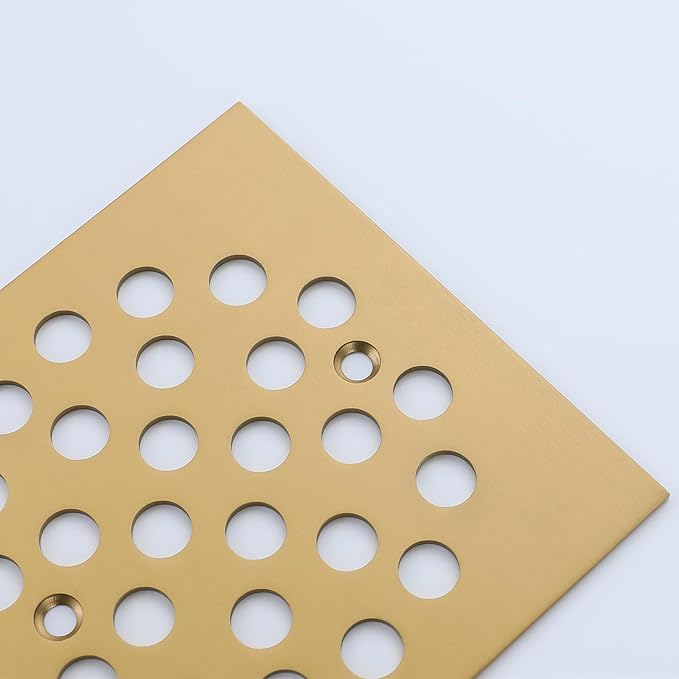 Square Style 4-1/4 inch Screw-in Shower Drainer Cover Floor Drainer Grates with Screws Brushed Golden