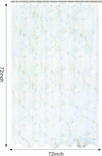 PEVA Shower Curtain, 72 x 72 Water Repellent Premium Bathroom Shower Curtain with 3 Magnetic Weights for Shower Stall, Bathtubs (Flower-1)