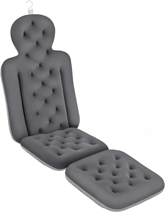 Bath Cushion, Full Body Bathtub Pillow with 160 Suction Cups, Bath Mat for Head and Neck Support, with Laundry Bag (Dark Gray, 56.2" x 16.2")