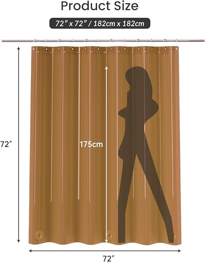 AmazerBath Premium EVA Shower Curtain Amber, Luxury Clear Brown Jelly-Like Soft Waterproof Shower Curtain with 3 Weighted Stones and 12 Grommets, Recyclable Packaging