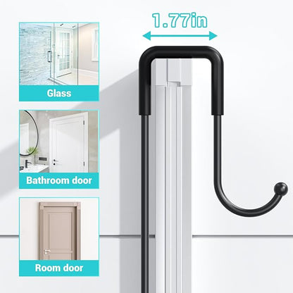 Over the Door Shower Caddy Hanging: Black Rustproof Shower Organizer over the Door - No Drilling Bathroom Rack for Inside