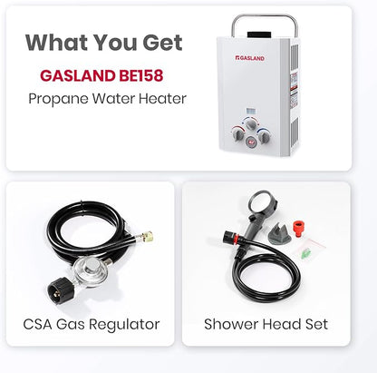 GASLAND BE158 Propane Portable Hot Water Heater | 1.58 GPM, 41,000 BTU | Outdoor Tankless Water Heater For Camping, Off-Grid Living