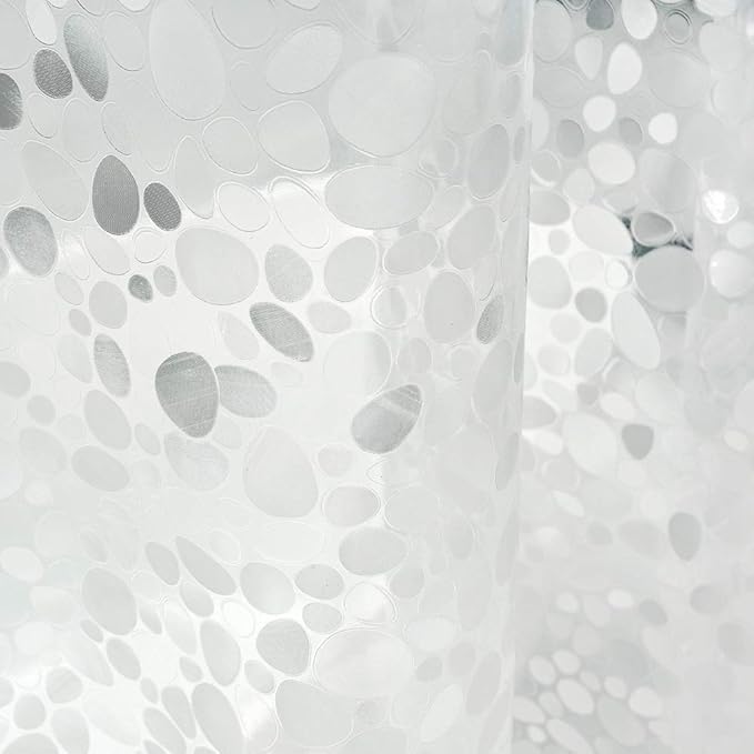 EurCross Stall Shower Curtain Liner for Narrow Small Showers 54 x 72inch, 1.15LB Heavyweight Waterproof Clear EVA Cobblestone Shower Liner with 5 Magnets and Hooks, 9 Metal Holes