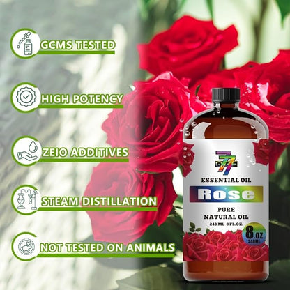 Rose Essential Oil (8 oz / 240 ml) – Rose Oils for diffusers, humidifiers, Home Baths, Cleaning Products, Yoga, DIY Soaps and DIY Scented Candles