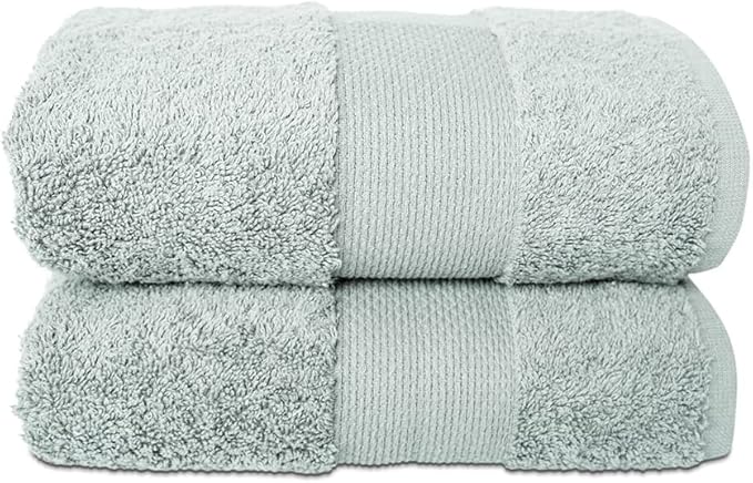 Hencely Luxury Hand Towel - Set of 2 (16x28 Inches) - Soft Turkish Cotton, Absorbent, Quick-Drying Face, Body, Kitchen, and Bathroom Towel (Hand Towels 2 Pack, Light Green)