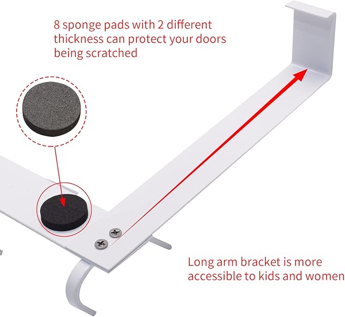DOKU Over The Door Hook, Heavy Duty Over Door Hanger Holder for Coat Robe Hat Clothe Towels Hanging, Bathroom Organizer Towel Rack 12 Hooks, White