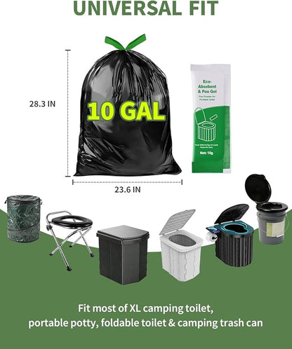 Camping Toilet Bags Poo Gel Set, 35 Count Portable Toilet Bags with 35 Count Camping Toilet Gel, 10 Gallon Composting Toilet for Portable Outdoor Hiking