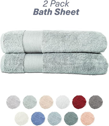 Hencely Bath Sheet Set of 2 - (35x64 Inches) - Luxury Extra Large Oversized Towels, 100% Cotton - Quick Dry, Highly Absorbent, Super Soft - Spa, Hotel, Bathroom - (Bath Sheets 2 Pack, Light Green)
