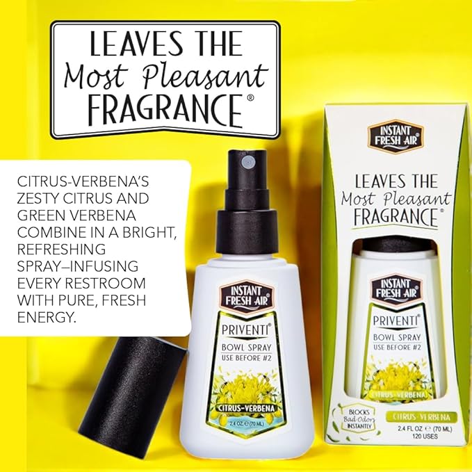 Signature PRIVENTI Toilet Spray, Citrus-Verbena Scent Bathroom Spray with Noxban Technology Odor Elimination, Travel Size, Long-Lasting Freshness for Home, Travel or Work, 2.4 Oz. - INSTANT FRESH AIR