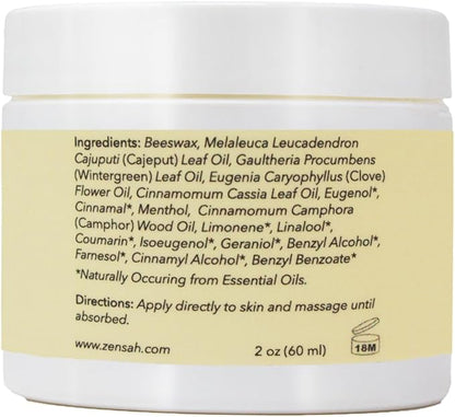 Zensah Recovery Muscle Balm - Relief Cream for Athletes, Rub for Tendonitis, Ankle Sprain, Lower Back, Knee, Shoulder, Neck, Foot, Shin Splints and Cramps
