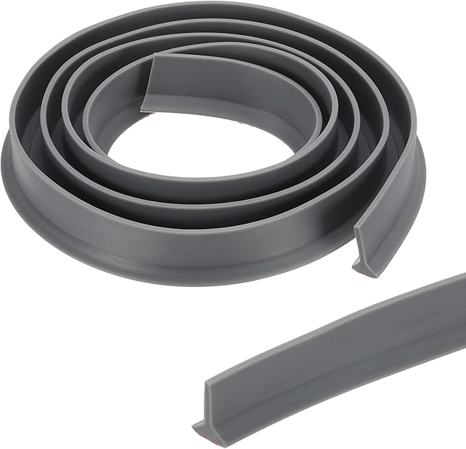 PATIKIL 79 Inch Collapsible Shower Threshold Water Dam Guard, Shower Stopper Barrier Self Adhesive Sink Splash Guards for Frameless Shower Door Bottom, Gray (1.2"Wx0.6"T)