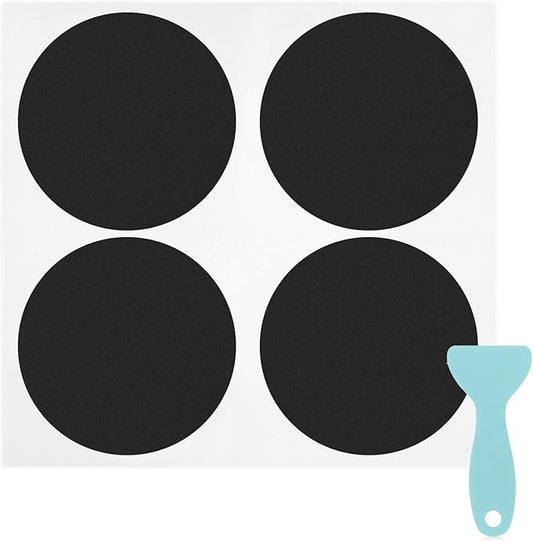 S&X 24 Pcs Anti Slip Shower Stickers (Large 4" Round), Modern Black Non Slip Bathtub Stickers, High Traction Grit Safety Dots for Tub Floor, Waterproof with Scraper