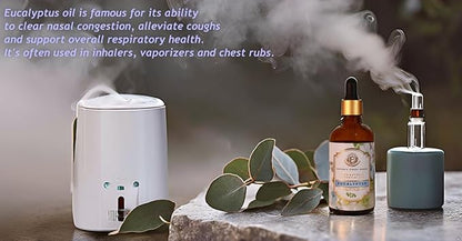 Luxurious Eucalyptus Essential Oil by Enhanced Essentials|with Glass Dropper|Slow Distilled Essential Oils for Diffusers,Skin Care,Aromatherapy,Bath,Gifting,Soap and Candle Making| 3.38 fl oz/100 ml