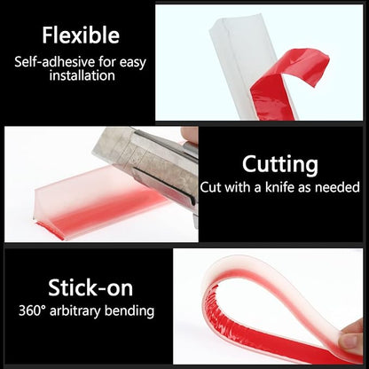 New Collapsible Shower Threshold Water Dam, Self Adhesive Silicone Waterproof Barrier Bathroom and Kitchen Water Strip Dam Shower Guard for Dry And Wet Separation Caulk Seal Strip Edge Trim(TM)