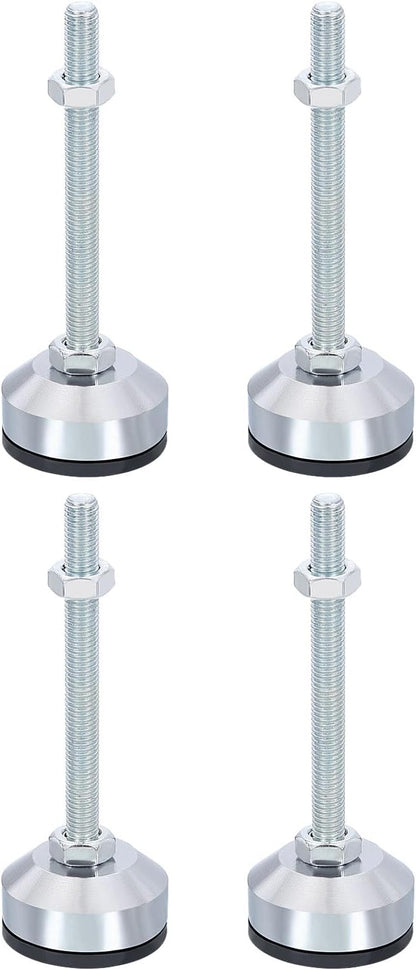 PATIKIL Furniture Leveling Feet 2" Dia Base M10 Thread, 4 Pcs Carbon Steel Adjustable Threaded Furniture Leveler Screw on Leg Levelers with Pads for Desk Chair Cabinet, Black