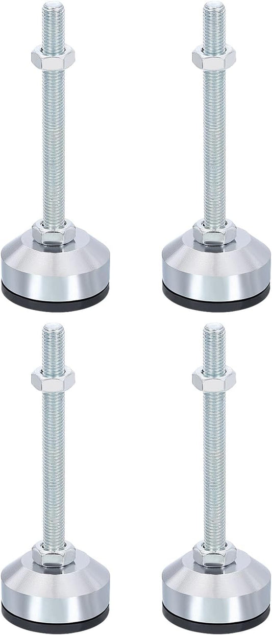 PATIKIL Furniture Leveling Feet 2" Dia Base M10 Thread, 4 Pcs Carbon Steel Adjustable Threaded Furniture Leveler Screw on Leg Levelers with Pads for Desk Chair Cabinet, Black