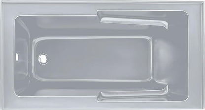 Voltaire 60" x 32" Left-Hand Drain Alcove Bathtub with Apron and Armrest in Matte Grey