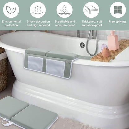 Upgrade Bath Kneeler and Elbow Rest Pad Set - Bath Support for Knees and Elbows - Bath Kneeler Pad with Memory Foam and Bath Organizer - Ideal Bath Kneeling Pad for Bathing