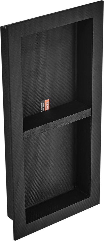 VEVOR Shower Niche Insert Tile Ready 16" x 32", Double Shelf Niche for Shower Wall Bathroom for Shampoo and Toiletry Storage, Black