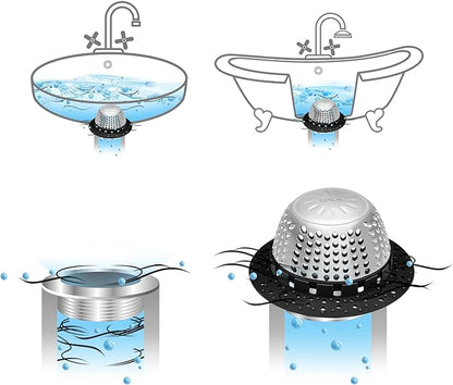 LEKEYE Shower Drain Hair Catcher/Bathtub Drain Cover/Drain Protector for Pop-Up & Regular Drains(Black)