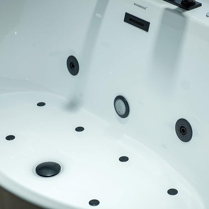 WOODBRIDGE 72" x 35-3/8" Whirlpool and Air Bath Heated Soaking Combination Tub with Adjustable Speed Air Blower, Tub Filler, and LED control panel, Matte Black Finish Trim and Drain Kit, BM500+F0051MB