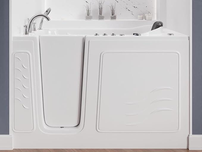ANZZI Walk-in Tub 30" x 60" Left Drain Quick Fill Walk-In Whirlpool and Air Tub with Powered Fast Drain in White (3060WIL)