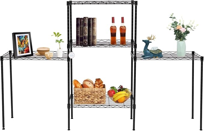 5 Tier Storage Racks Shelving, Heavy Steel Pantry Shelves, Adjustable Wire Shelving Rack, Suitable for Garage, Kitchen, Bathroom, Office, 21" W x 11.4" D x 59" H, Black