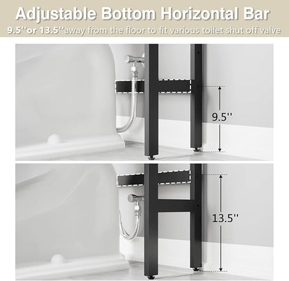 Over The Toilet Storage Cabinet, Over Toilet Bathroom Organizer, Above Toilet Storage Cabinet with Barn Doors Behind Toilet Bathroom Organizer (Cream White)