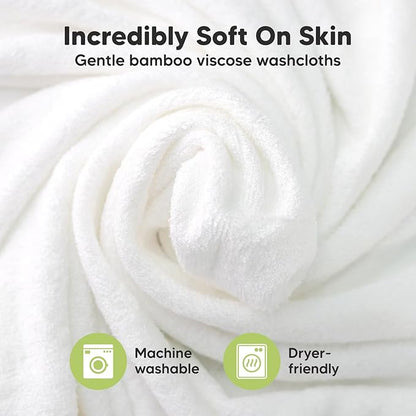 6-Pack Baby Washcloths - Soft Absorbent Viscose from Bamboo Wash Cloths for Babies, Kids, Toddlers, Infant, Newborn Bath Towels, Gentle on Sensitive Skin, 10x10 Reusable Face Towels (Sky)
