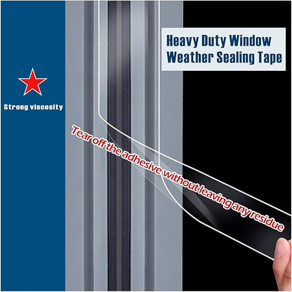 Transparent Window Weather Sealing Tape, 3-Inch x 180FT, Clear Window Draft Isolation Sealing Film Tape-Clear Draft Stopper Adhesive Tape for Doors, Windows and Shower Glass Gaps (3-Inch x 180FT)
