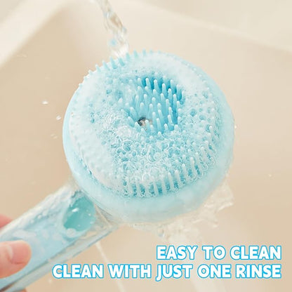 Pet Bath Brush,Dog Shampoo Brush Bubble Maker,New 2 in 1 Dog Bath Brush with Built-in Shampoo Dispenser,Bathing Dog Grooming Massage Brush for Showering Long and Short Haired Dogs and Cats(yellow)