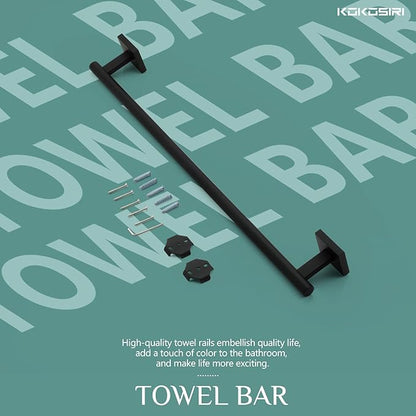 KOKOSIRI Towel Rail Bathroom Towel Bars Matte Black 20 Inch Towel Holder for Bath Cabinet Kitchen Wall Mount Stainless Steel B4005BK-L20
