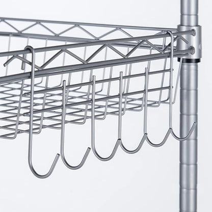 6 Tier Storage Racks Shelving, Heavy Steel Pantry Shelves, Adjustable Wire Shelving Rack, Suitable for Garage, Kitchens, Offices, 13.4" W x 13.4" D x 63" H, Silver