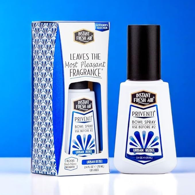 Signature PRIVENTI for Men Toilet Spray Urban Rebel Scent Bathroom Spray with Noxban Technology Odor Elimination, Travel Size Long-Lasting Freshness for Home, Travel or Work 2.4 Oz. -INSTANT FRESH AIR