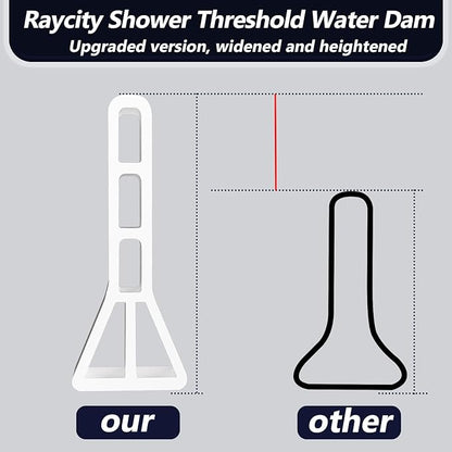 Raycity 3" High Shower Threshold Water Dam 59 IN Collapsible Shower Water Splash Guard for Curbless Shower Threshold Barrier Water Stopper for Wet and Dry Separation Bathroom and Kitchen (White)