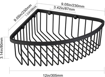 Corner Shower Caddy Organizer, SUS304 Stainless Steel Heavy Duty Rust-Proof Shelf Organizer, Wall Mounted Storage Rack for Bathroom Kitchen, Matte Black
