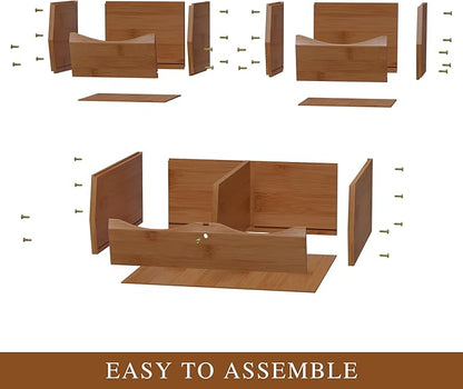 3 Set Bamboo Pantry Organizers and Storage, Open Front Vegetable Fruit Seasonings Stackable Storage Bins, Compact Stacking Storage Bins for Pantry, Bedroom, Office, Kitchen Counter Organizer (Walnut)