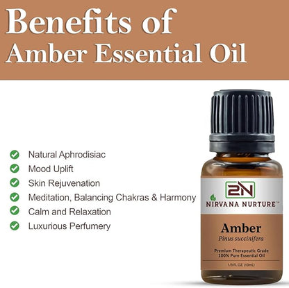 Amber Essential Oil 100% Pure Premium Therapeutic Grade, Undiluted