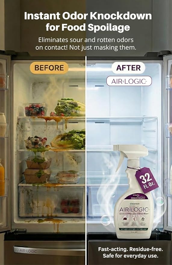 Dual-Action Odor Eliminator Spray 32 Fl Oz, Plant-Based Instant Knockdown & Enzymatic Deodorizer for Home, Neutralizes 16 Odor Sources, Bleach-Free, Fabric & Surface Safe, Lavender Lemon