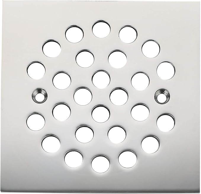 Square 4-1/4-inch Screw-in Shower Floor Drain Grate Strainer (Chrome)
