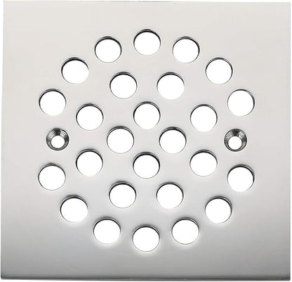 Square 4-1/4-inch Screw-in Shower Floor Drain Grate Strainer (Chrome)