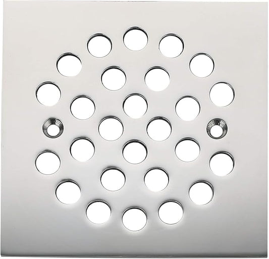 Square 4-1/4-inch Screw-in Shower Floor Drain Grate Strainer (Chrome)