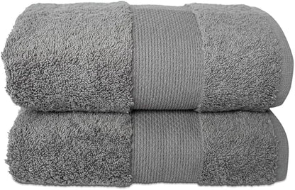 Hencely Luxury Hand Towel - Set of 2 (16x28 Inches) - Soft Turkish Cotton, Absorbent, Quick-Drying Face, Body, Kitchen, and Bathroom Towel (Hand Towels 2 Pack, Gray)