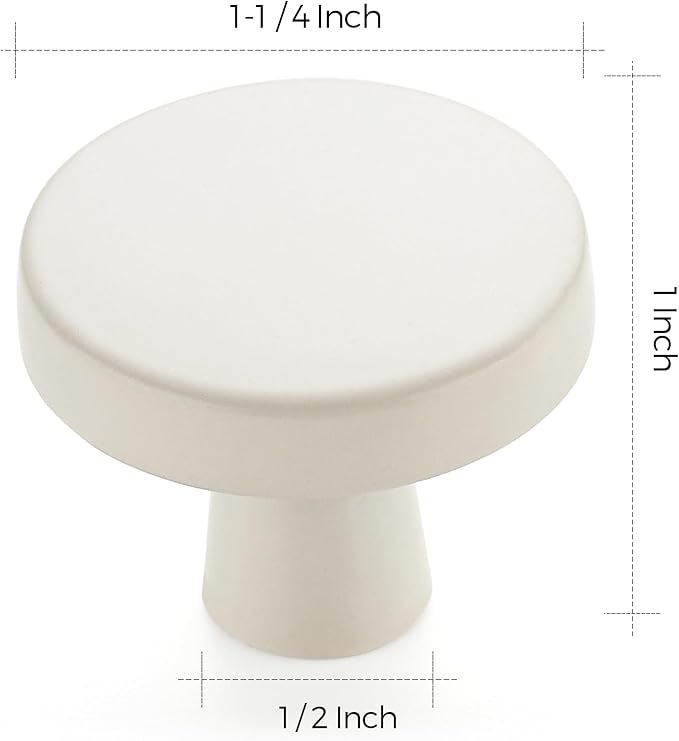 Ravinte 10 Pack Drawer Pulls 1-1/4 Inch White Kitchen Cabinet Knobs Solid Round Dresser Handles for Simple Cupboard Hardware