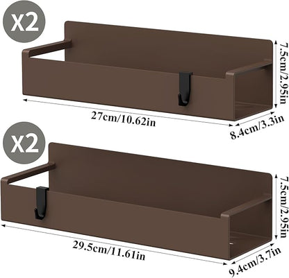 4 Pack Magnetic Spice Rack Organizer for Refrigerator and Oven, Brown Fridge Organizers and Storage for Kitchen