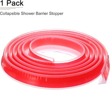 79"x0.8"x0.5" (LxWxH) Collapsible Shower Barrier Stopper - 1 Pack - Good for Bathroom Kitchen - L Shape Water Splash Guard Blocker - Clear