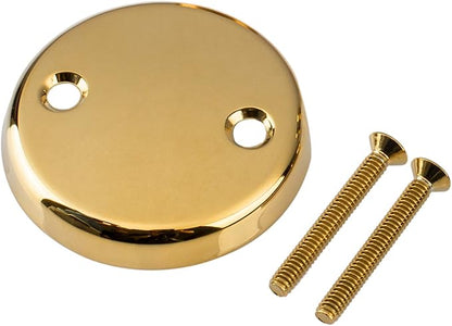 Artiwell Tip-Toe Bathtub Drains Trim Set with Two-Hole Overflow Faceplate, Replacement Bath Drain Trim Kit with 2-Hole Overflow Faceplate and Universal Fine/Coarse Thread (POLISHED BRASS)