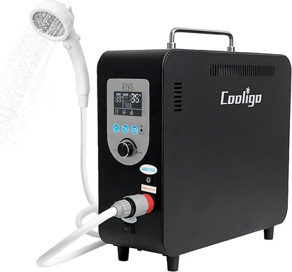 Portable Propane Water Heater for Camping Shower, 40,900 BTU 4500mAh Rechargeable Battery, Tankless Water Shower for Outdoor Shower with Pump, Table Top Camp Water Heater for Camping and Vacationing