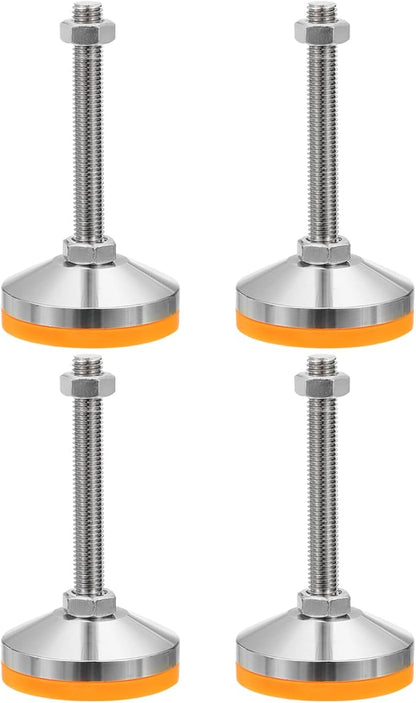 PATIKIL Furniture Leveling Feet 3.2" Dia Base M12 Thread, 4 Pcs Carbon Steel Adjustable Threaded Furniture Levelers Screw on Leg Leveler with Pads for Desk Chair Cabinet, Orange